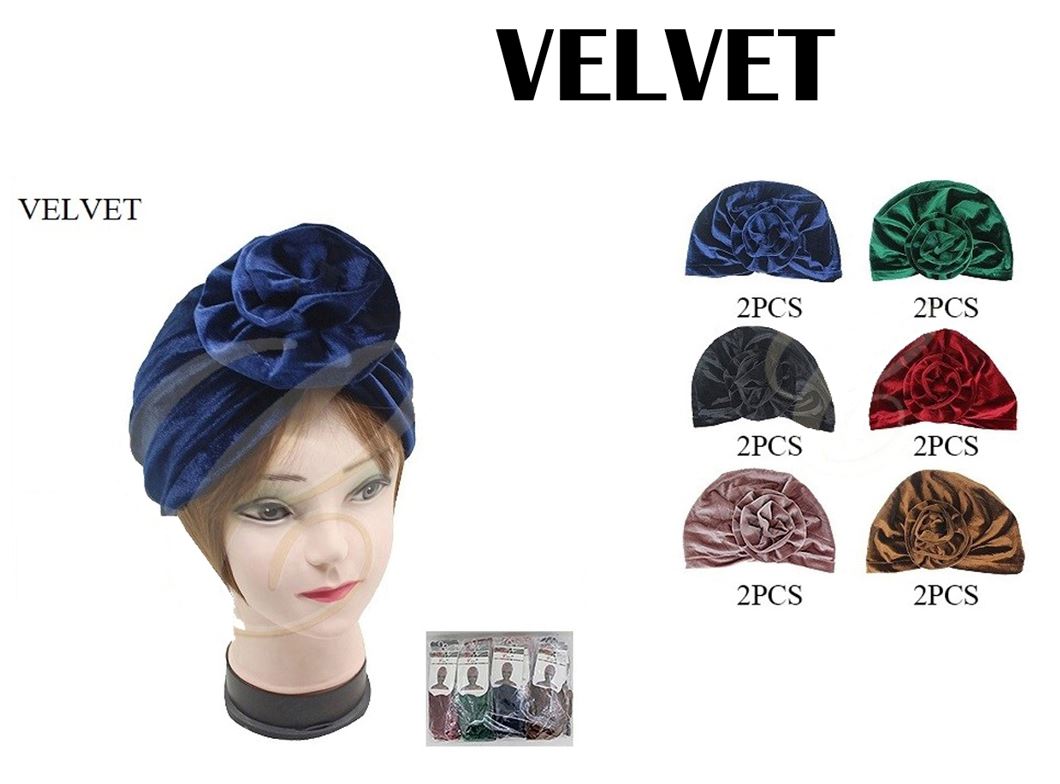 TB36862 VELVET TURBAN ASSORT/BLACK