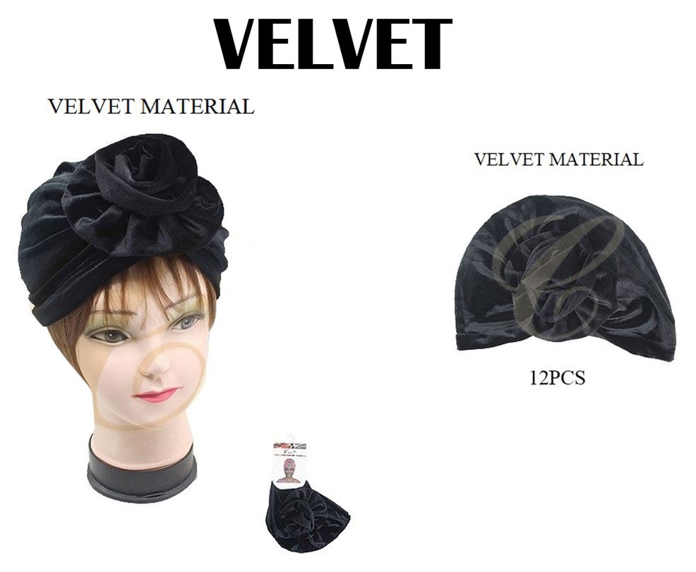 TB36862 VELVET TURBAN ASSORT/BLACK